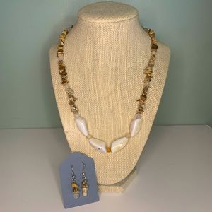 Stunning Handcrafted Necklace Set  Natural stone. Neutral color 20” long…